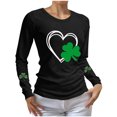 thumbnail image 1 of Camiseta Suelta de Cuello Redondo de la Impresión Del Día de San Patricio Casual de las Mujeres de Manga Larga para Primavera Verano, 1 of 6