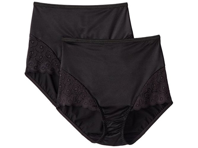 Bali Bali Women's Shapewear Brief with Lace Firm Control, Black, Size