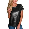 thumbnail image 4 of JINMGG Womens Plus Size $5 Women's Casual Short Sleeve T Shirts O Neck Party Sequin Tunic Elegant Tops Black XXL, 4 of 9