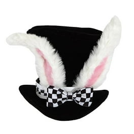 Tea Party March Hare Top Hat Adult Black White Tea Party March Hare Top Hat Adult Black White
