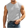 thumbnail image 4 of Muscle Shirt for Men Sleeveless Crew Neck Solid Color Sports Athletic Pullover Tee with Pocket Fathers Gift, 4 of 8