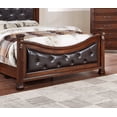 thumbnail image 4 of Bed Frame Formal Traditional Dark Cherry 1pc Eastern King Size Bed Tufted Faux Leather Headboard Footboard Bedframe, 4 of 7