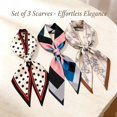 thumbnail image 3 of Herbert Women's Silk-like Long Scarves, 3-Piece Set, Double-Sided Print, Lightweight Fashion Neck Scarves or Belts for Summer,140*13cm,White Pink Green,3-Piece Set, 3 of 15