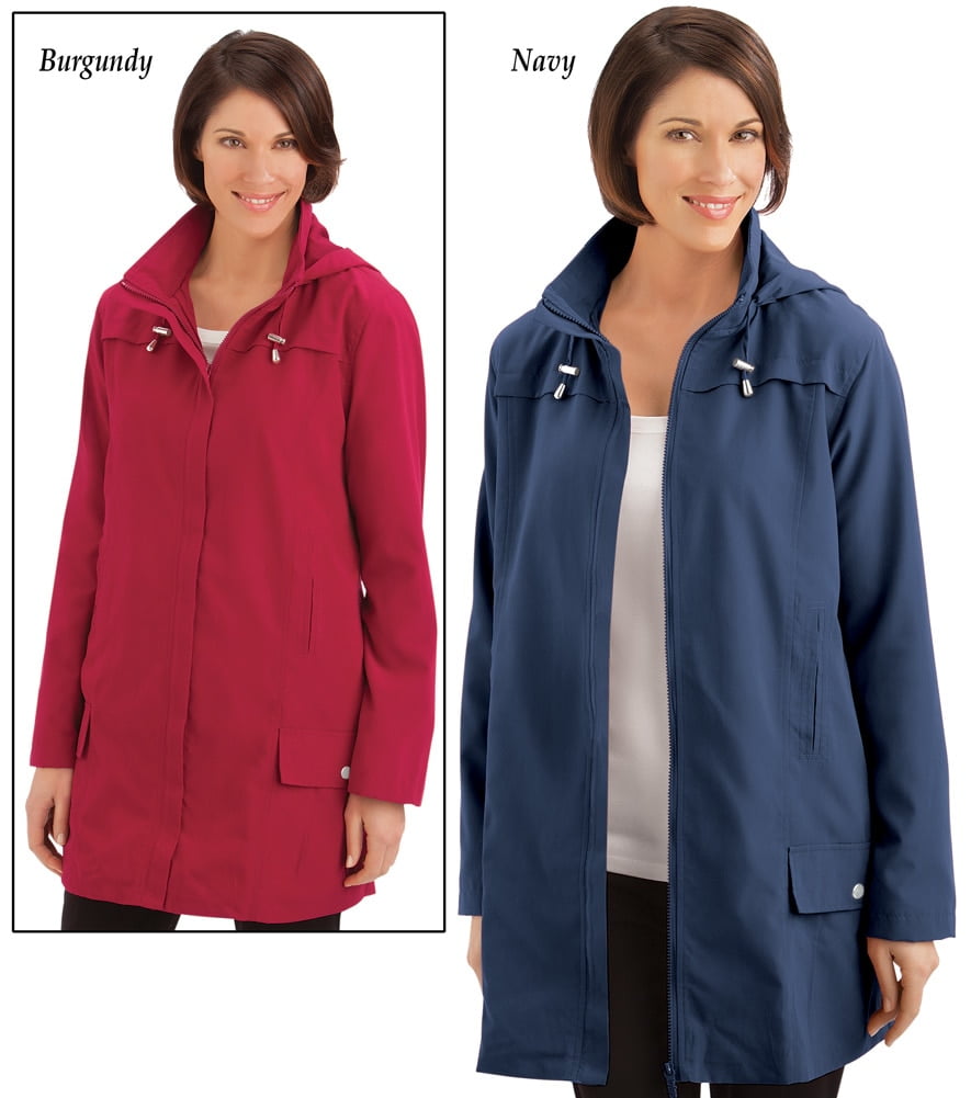 Collections Etc Women's Water Resistant Faux Silk Jacket, Machine