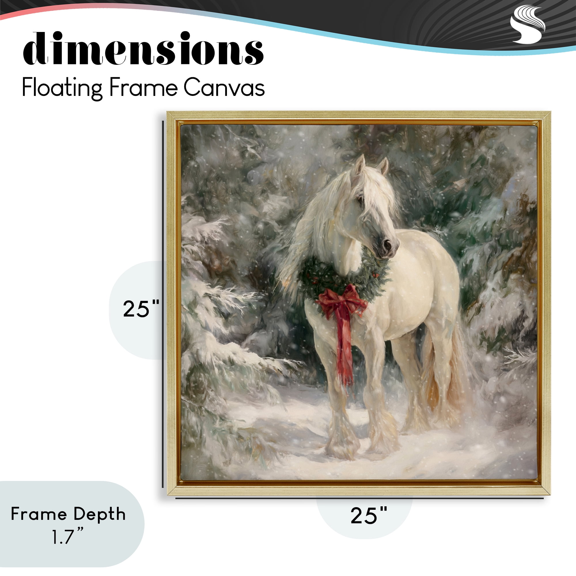 Stupell Industries Pretty Christmas Mare Gold Framed Floater Canvas Wall Art, design by Tina LeCour