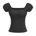 thumbnail image 2 of Women Solid One Shoulder Off The Shoulder Sexy Short Sleeve Top With A Court Style, 2 of 2