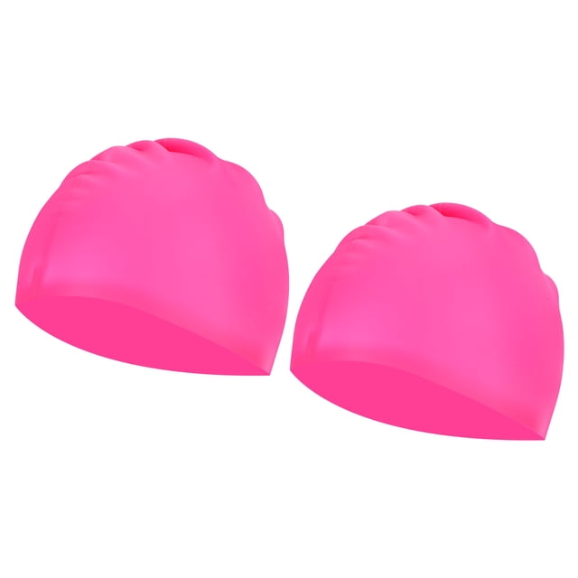 Unique Bargains Silicone Swim Caps Unisex NonSlip Pool Caps Waterproof Elastic Swimming Hats Rose Red 2 Pack