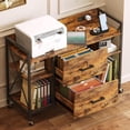 thumbnail image 4 of Office File Cabinet, 2 Drawer File Cabinets with Lock, Filing Cabinet with Power Outlets, Adjustable Shelves, Rolling Storage Cabinets for Home Office, Vintage, 4 of 9