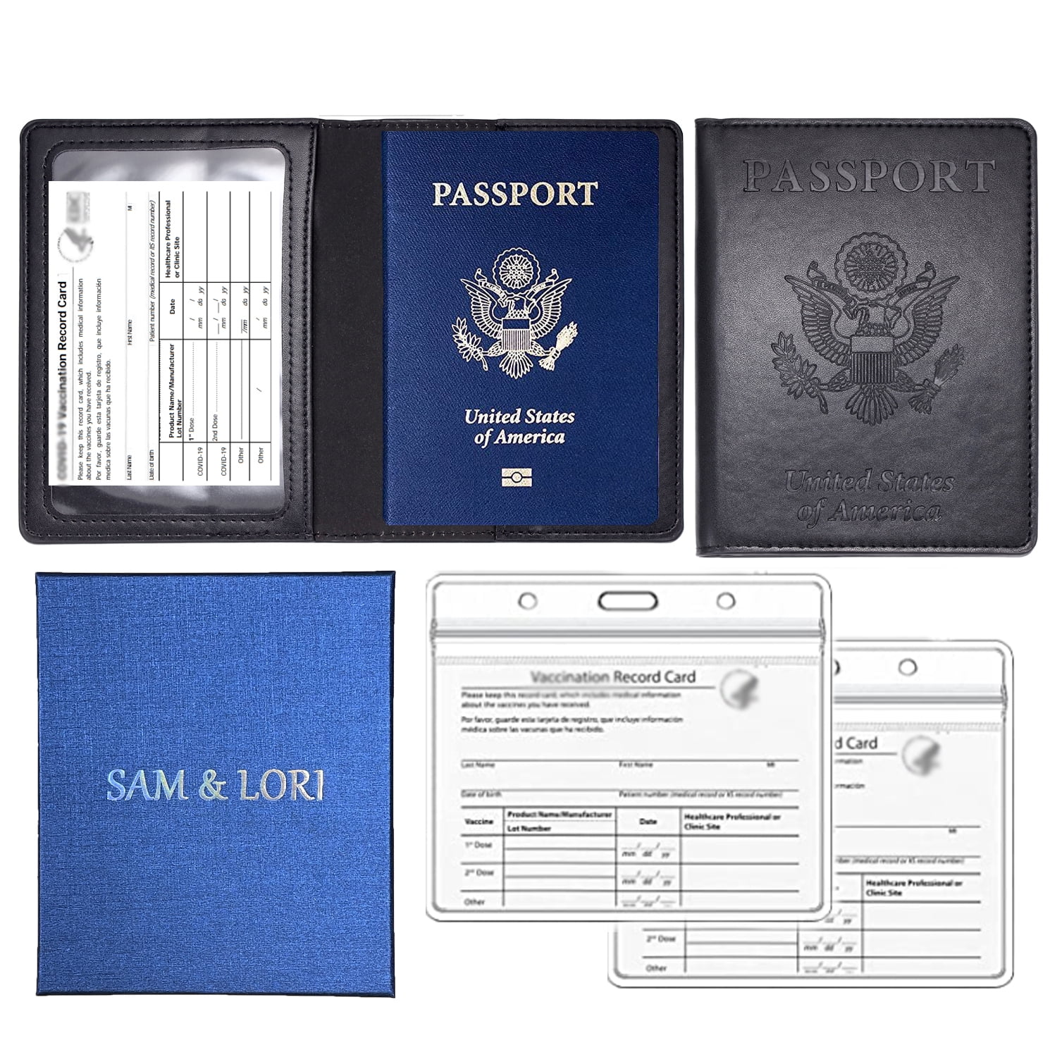Genuine Leather Vaccination Passport Holder  Case Personalized Vaccine Cardholders Passport holder with vaccination.
