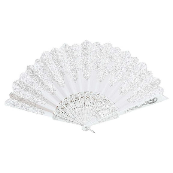 White Lace Handheld Fans - Vintage Floral Folding Fans with Frames for Weddings, Dancing, & Summer Use (Bridal Party Favors)