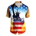 thumbnail image 5 of CONZONE 250 Anniversary Usa Mens Buttons Down Shirts Short Sleeve Independence Day Shirts for Men Trendy Patriotic Usa Letter Graphic Lapel Soft Lightweight Tops, 5 of 5