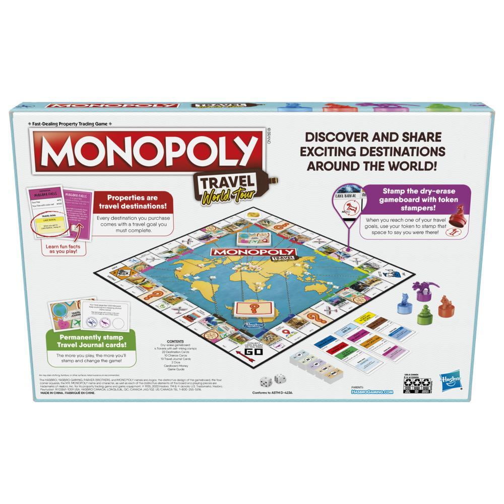 Monopoly Travel World Tour Board Game for Families and Kids Ages 8+, Includes Token Stampers and Dry-Erase Gameboard Monopoly Travel World Tour Board Game for Families and Kids Ages 8+, Includes Token Stampers and Dry-Erase Gameboard