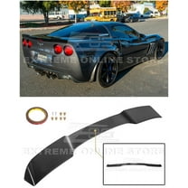 Replacement for 2005-2013 Chevrolet Corvette C6 All Models | ZR1 Extended Style ABS Plastic Painted Glossy Black Rear Trunk Lid Wing Spoiler (ABS Plastic - Glossy Black)