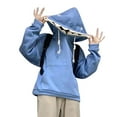 thumbnail image 6 of Clearance! Yajing Pullover Hoodies Hoodies for Women Women Cute Shark Hoodie Long Sleeve Blue Kawaii Shark Shape Hooded Pullover Sweatshirts L Blue, 6 of 7