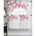 thumbnail image 3 of Pink Floral Kitchen Curtains Swag Valance and Tier Curtains Set 36 Inch Length, Modern Cherry Flower Rod Pocket Drape Panels Pair Swag Curtains for Bathroom/Cafe/Window, 3 of 6