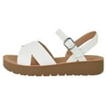 thumbnail image 2 of Soda Shoes Women Flat Sandals Flatform Ankle Buckle Criss Cross Band Straps Chester-S White 9, 2 of 3