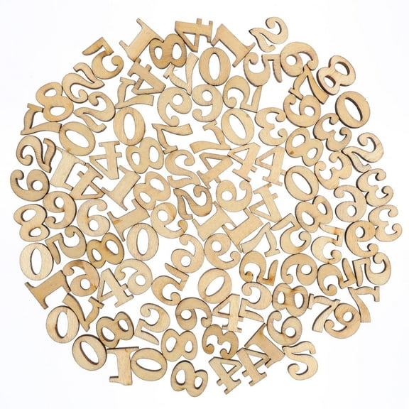 CATIEBYE 100 Pcs Light Brown Wooden Numbers for Decoration and DIY Projects