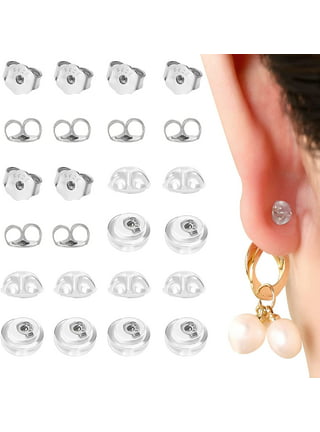 Earring Backs 12PCS Silver Locking Earring Backs for Studs Droopy Ears  Heavy Earrings Seure Pierced Earring Backing for Post Earring Lifter  Support