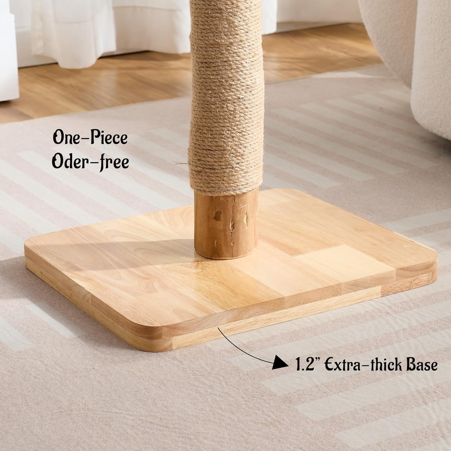 29 Inch Tall  Scratching Post for Indoor Cats Adults, -Stable Natural Solid Wood Sisal Scratcher with Hanging Ball Toy, Beige