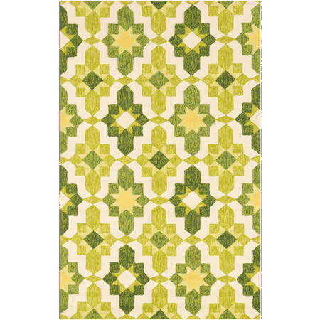 2 X 3 Aztec Harmony Lime Green And Cactus Hand Hooked Area Throw