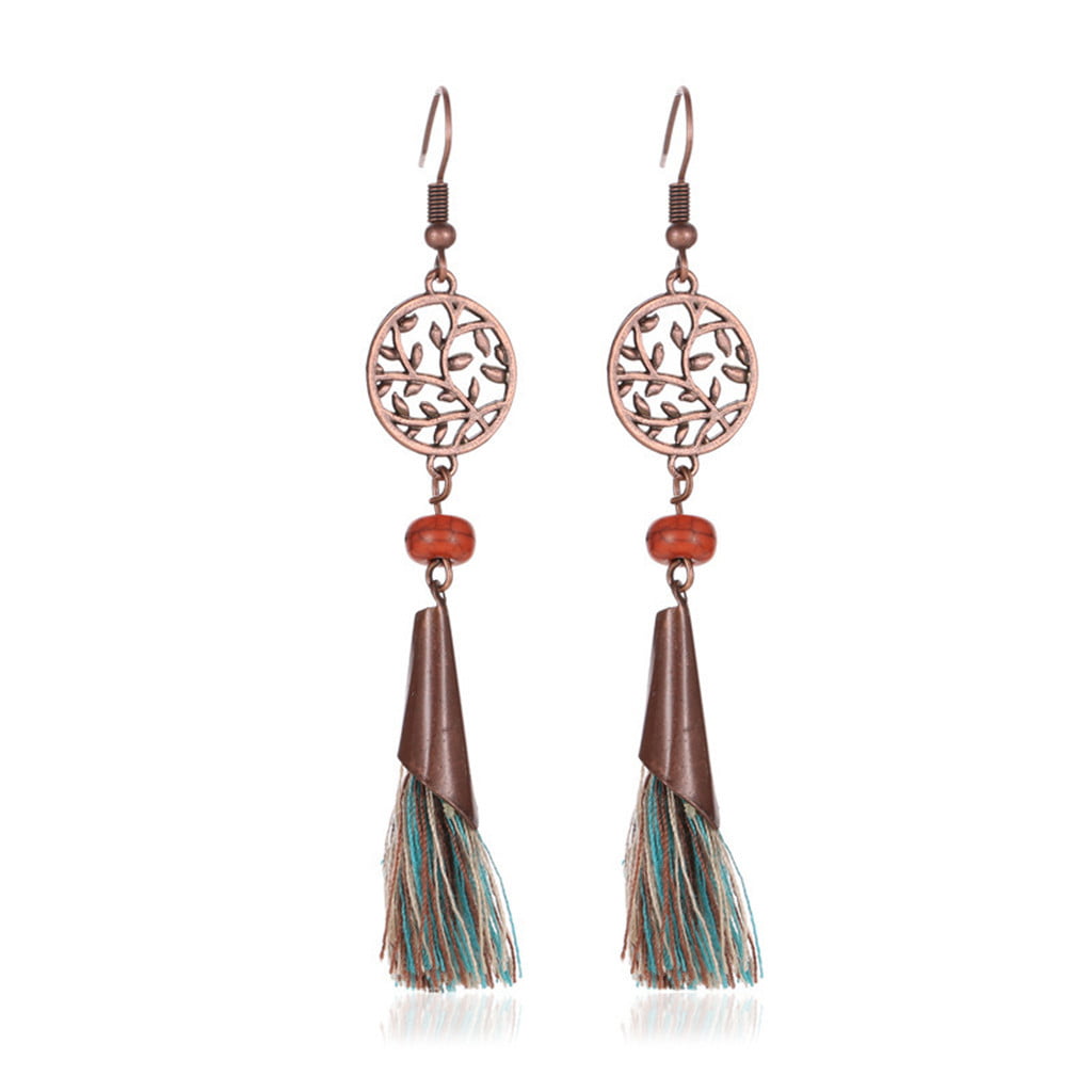 Long Dangle Drop Earrings Vintage Boho Ethnic Bronze Turquoise For Women UK 