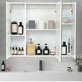 thumbnail image 4 of Lighted Medicine Cabinet with Mirror for Bathroom, Wall Mounted Aluminum Mirror Cabinet with Adjustable Storage Shelves for Home,White,27.6"x23.62", 4 of 8