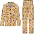 thumbnail image 4 of Top-kevin Womens Pajamas Set Croissant Cinnamon Stick Soft Long Sleeve Sleepwear Button Down Sets, 4 of 6