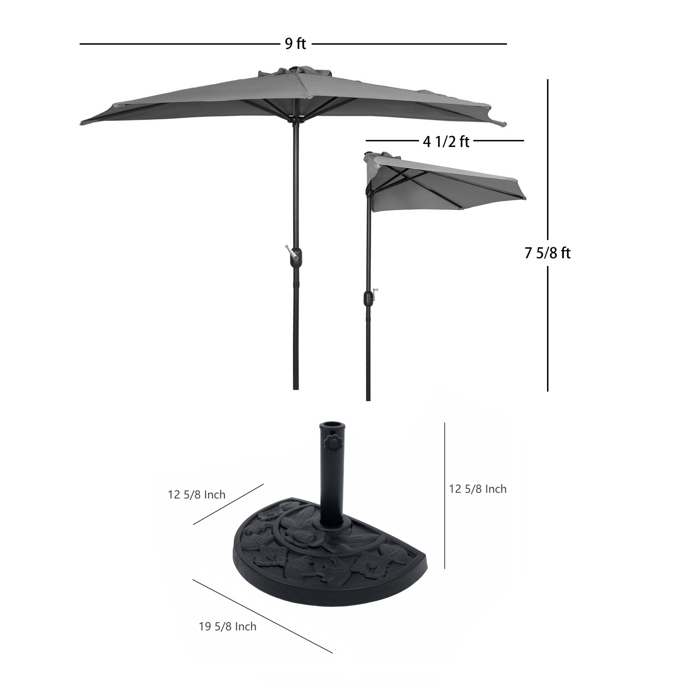WestinTrends Lanai 9 Ft Outdoor Patio Half Umbrella with Base Include, Small Grill Deck Porch Balcony Shade Umbrella with Crank, 20 Lbs Half Round Base, Lime Green