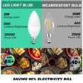 thumbnail image 3 of Elegant Choise LED Candelabra Bulbs 30 Watt 3000K E12 Energy Saving Warm Lights, 3 of 21