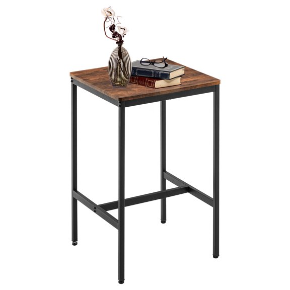 Square Bar Table,Small Kitchen Dining Table,Cocktail Table,High Top Pub Table for Party,Sturdy Metal Frame,Space-Saving Narrow Table for Living Room,Kitchen,Bar,Brown