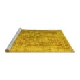 thumbnail image 2 of Ahgly Company Machine Washable Indoor Round Abstract Yellow Contemporary Area Rugs, 7' Round, 2 of 4