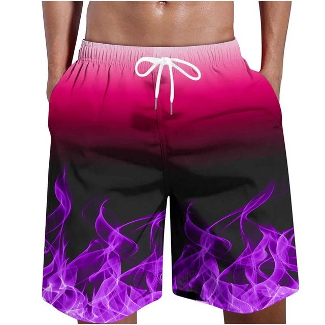 Full Print Fire Pattern Men's Swim Trunks 3D Flame Printed Quick Dry Shorts For Men Beach Surf Board Shorts Swimwear