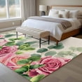thumbnail image 4 of Spring Pink Roses Area Rugs 5'x7', Small Throw Rugs for Laundry Room Playroom, Pastoral Eucalyptus Leaves Rustic Burlap Indoor Outdoor Rug Non-Slip Low Pile Carpet Runner Reversible Floor Mats, 4 of 8