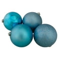 thumbnail image 2 of Northlight Shatterproof 4-Finish Christmas Ball Ornaments - 6" (150mm) - Turquoise Blue - 12ct, 2 of 3