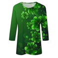 thumbnail image 5 of Irish Lucky Clover Shirts Women St Patricks Day 3/4 Length Sleeve Tops Teen Girls Crewneck Tunic Shirt Going Out Tops Summer Business 2025 Plus Size Outfit Clothing, 5 of 5