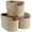Two-Tone-Brown, variant on 3 Pack Woven Cotton Rope Shelf Storage Basket with Leather Handles, Baby Nursery Storage Bin Organizers, Closet Shelf Storage - 15 x 10 x 9