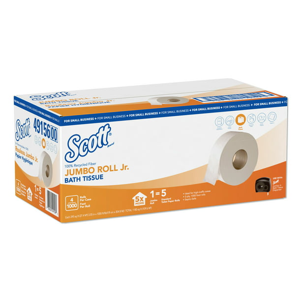 Scott JRT Jumbo Toilet Paper for Small Business, 100% Recycled, 2-Ply ...