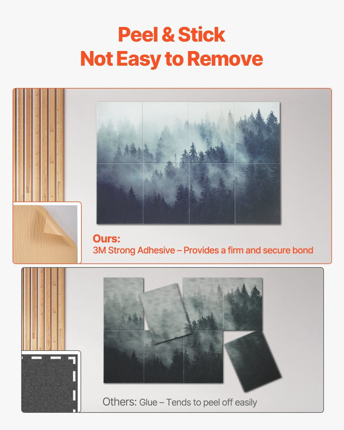 8 Pack Self Adhesive Acoustic Panels 63x23.62x0.4 Inch Soundproof Wall Tiles Decorative Sound Dampening Absorbing Boards for Home Office Studio Gaming Room Theater Forest