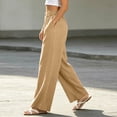 thumbnail image 6 of YABCSAZ Womens Cotton Linen Pants Casual Drawstring Elastic High Waisted Wide Leg Pants Loose Lounge Trousers Solid Color Casual Palazzo Pants with Pockets, 6 of 10
