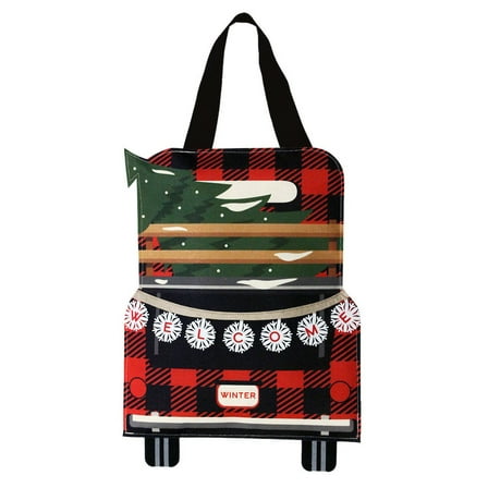 Briarwood Lane Red Checkered Truck Burlap Christmas Door Hanger