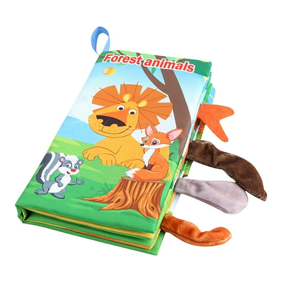 Libro de tela de animales para niños, marioneta de mano para bebé, juguete de tela, libro educativo Wmkox8yii shdjk5603