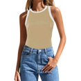 thumbnail image 1 of HBFAGFB Débardeurs pour Femmes Mode Col Rond Sans Manches Ajustés Légers Polyvalents Gilet Kaki Taille TG, 1 of 4