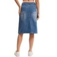 thumbnail image 3 of Women's Denim Skirt High Waisted 2026 Summer Washed A-Line Midi Jean Skirts L Blue, 3 of 6