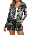 thumbnail image 5 of Women's Fashion Christmas Print Long-Sleeved Pocketed Slim-Fit Cardigan Coat for Holiday Party and Elegant Outerwear,Green,M, 5 of 5