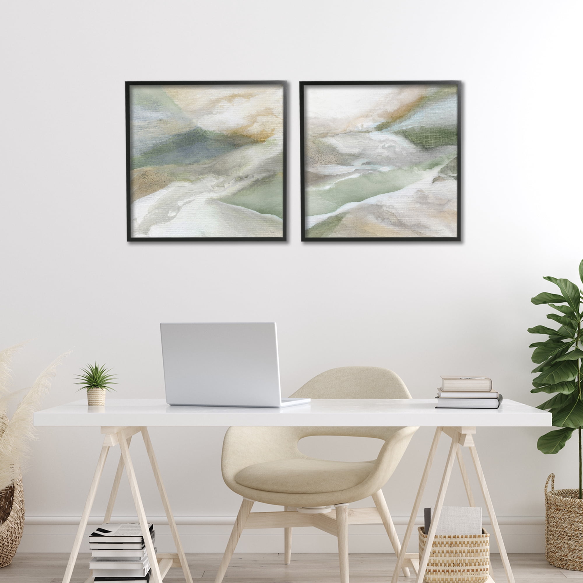 Stupell Industries Serene Misty Valley Abstraction 2 Piece Black Framed Giclee Art Set, design by Carol Robinson