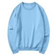 thumbnail image 4 of Crewneck Sweatshirts for Women Long Sleeve Solid Color Loose Pullover Casual Daily Fall Winter Tops Light Blue 3XL, 4 of 7
