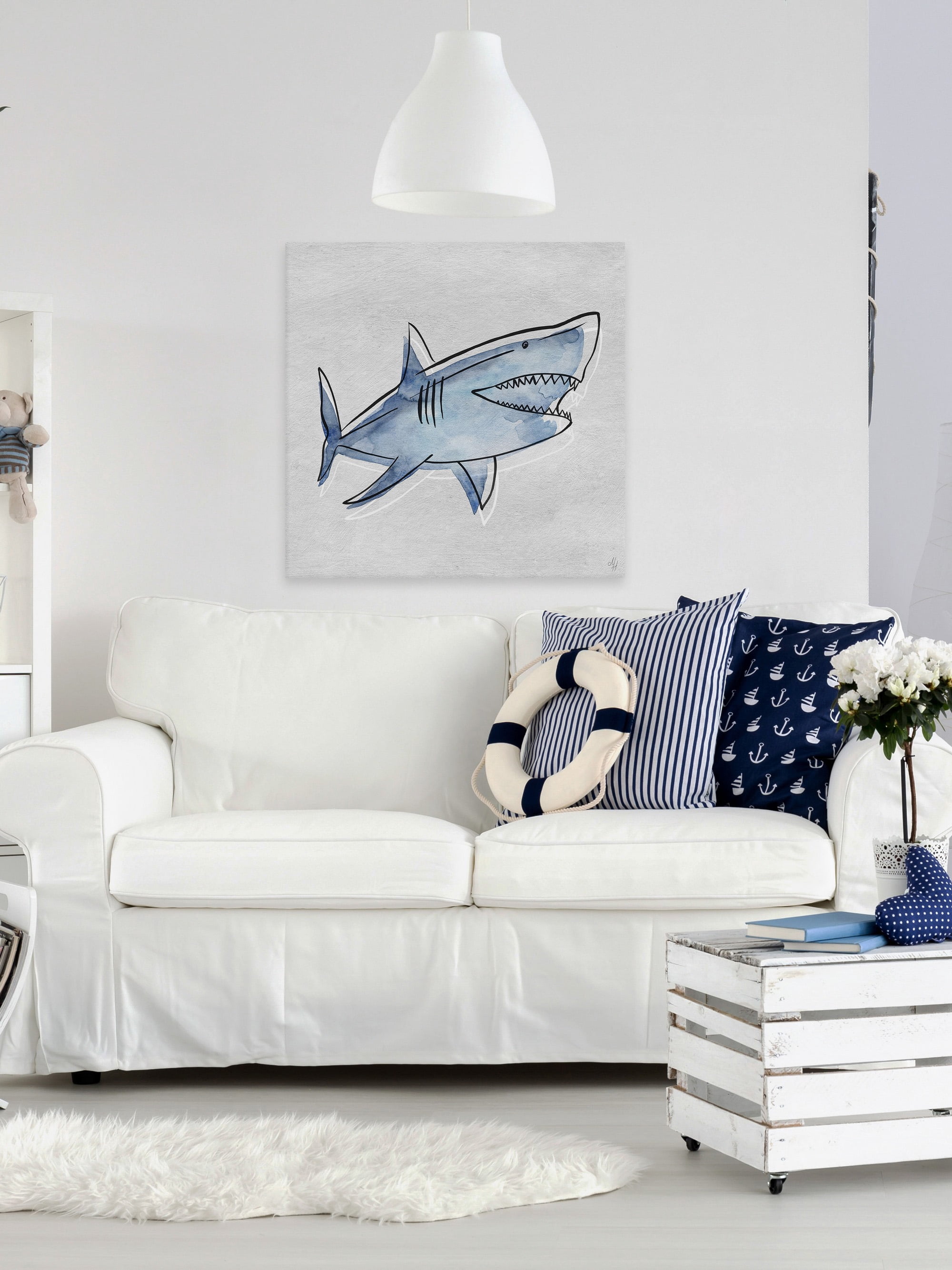 Marmont Hill Great Blue Shark Canvas Wall Art