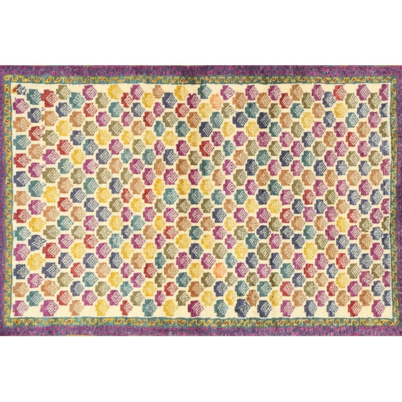Ahgly Company Indoor Rectangle Contemporary Brown Gold Abstract Area Rugs, 2' x 5'