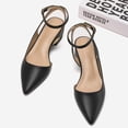 thumbnail image 5 of Pennysue Women's Low Heel Sandals Pointed Toe Ankle Strap PU Leather Dress Shoes Block Heel Summer Casual sandals, 5 of 5