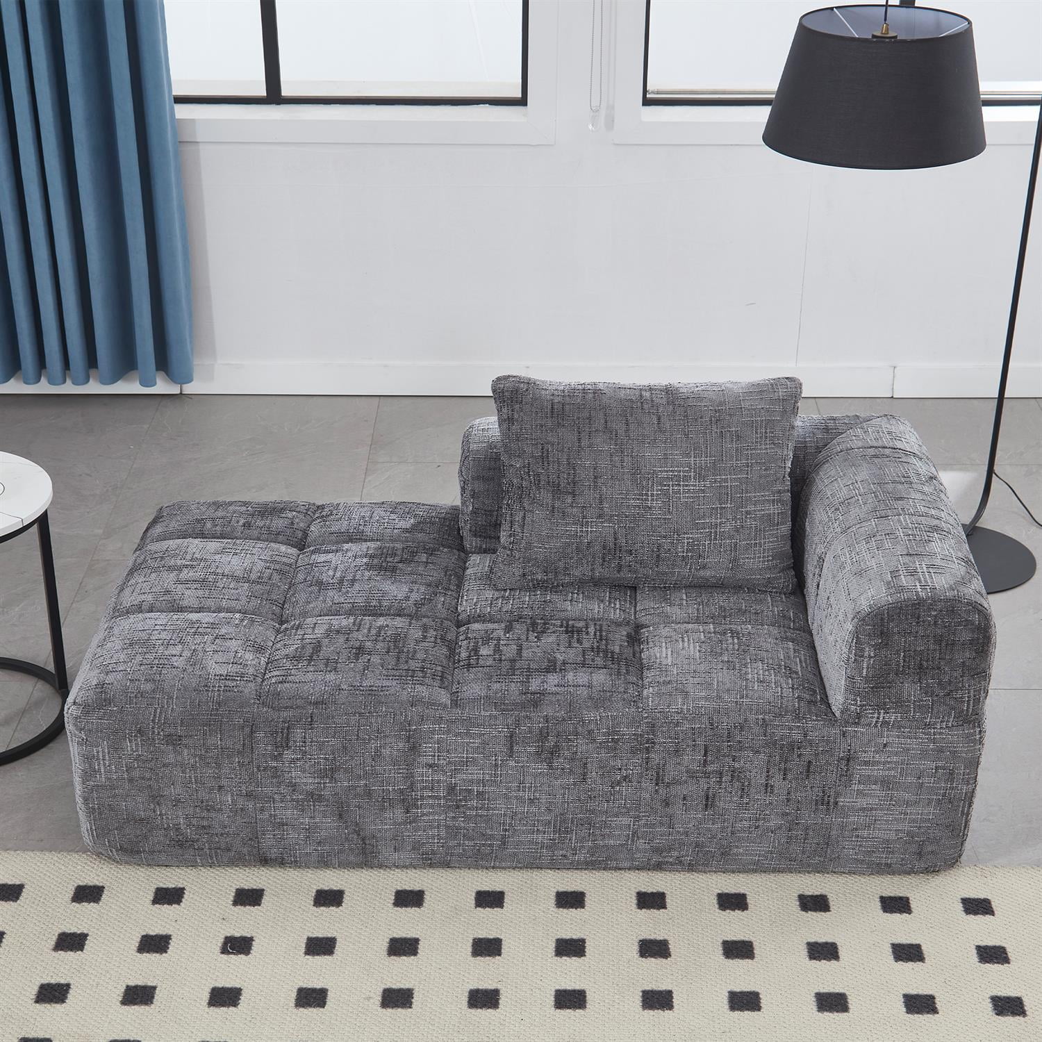 Demi Bonn 62" Plush Chenille Loveseat Sofa, Modular Sleeper for Living Room, Bedroom, Apartment Lounge, Stylish & Comfortable Couch, Gray